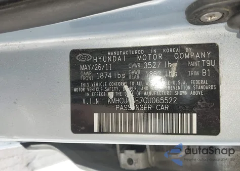 2012 Hyundai Accent Gls from USA, damaged, VIN KMHCU4AE7CU065522